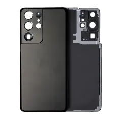 Back Cover Glass With Camera Lens Compatible For Samsung Galaxy S21 Ultra (Service Pack) (Phantom Black)