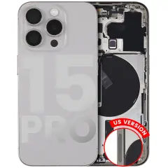 Back Housing W/ Small Parts For iPhone 15 Pro (US Version) (Used OEM Pull: Grade B) (Natural Titanium)