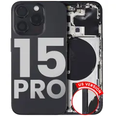 Back Housing W/ Small Parts For iPhone 15 Pro (US Version) (Used OEM Pull: Grade B) (Black Titanium)