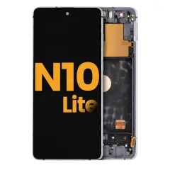 OLED Assembly With Frame Compatible For Samsung Galaxy Note 10 Lite (Refurbished) (Aura Glow / Silver)