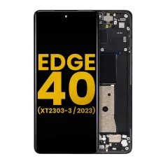 OLED Assembly With Frame Compatible For Motorola Moto Edge 40 (XT2303-3 / 2023) (Refurbished) (Eclipse Black)