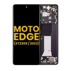 OLED Assembly With Frame Compatible For Motorola Moto Edge 2023 (XT2305) (Refurbished) (Eclipse Black)