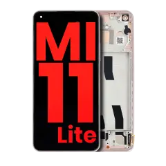 OLED Assembly With Frame Compatible For Xiaomi Mi 11 Lite (Aftermarket Plus) (Peach Pink)