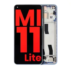 OLED Assembly With Frame Compatible For Xiaomi Mi 11 Lite (Aftermarket Plus) (Bubblegum Blue)
