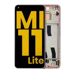 OLED Assembly With Frame Compatible For Xiaomi Mi 11 Lite (Refurbished) (Peach Pink)
