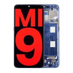 OLED Assembly With Frame Compatible For Xiaomi Mi 9 (Aftermarket Plus) (Ocean Blue)