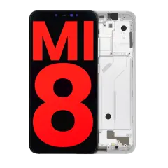 OLED Assembly With Frame Compatible For Xiaomi Mi 8 (Aftermarket Plus) (White)