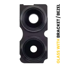 Back Camera (Wide & Ultrawide) Lens With Bracket / Bezel Compatible For Xiaomi Redmi Note 13 Pro Plus 5G (Black)