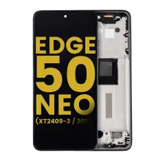 OLED Assembly With Frame Compatible For Motorola Moto Edge 50 Neo (XT2409-3 / 2024) (Refurbished) (Grisaille)
