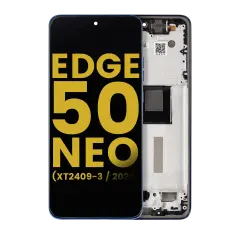 OLED Assembly With Frame Compatible For Motorola Moto Edge 50 Neo (XT2409-3 / 2024) (Refurbished) (Nautical Blue)