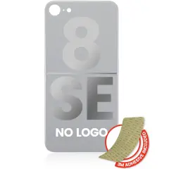 Back Glass With 3M Adhesive For iPhone 8 / SE (2020) (No Logo / Large Camera Hole) (Silver)