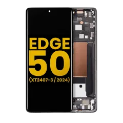 OLED Assembly With Frame Compatible For Motorola Moto Edge 50  (XT2407-3 / 2024) (Refurbished) (Koala Gray)