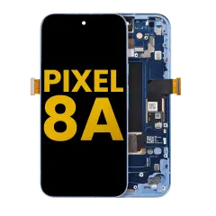 OLED Assembly With Frame (With Finger Print Scanner) Compatible For Google Pixel 8A (Refurbished) (Bay)