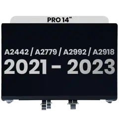 Complete LCD Display Assembly Compatible For MacBook Pro 14" (A2442 / Late 2021) / (A2779 / Late 2023 ) / (A2992 / Late 2023) / (A2918 / Late 2023) (Used OEM Pull: Grade A) (Silver)