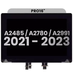 Complete LCD Display Assembly Compatible For MacBook Pro 16" (A2485 / Late 2021) / (A2780 / Late 2023 / (A2991 / Late 2023) (Used OEM Pull: Grade B) (Space Gray)