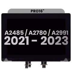 Complete LCD Display Assembly Compatible For MacBook Pro 16" (A2485 / Late 2021) / (A2780 / Late 2023 / (A2991 / Late 2023) (Used OEM Pull: Grade A) (Space Gray)