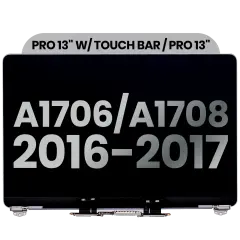 Complete LCD Display Assembly Compatible For MacBook Pro 13" W/ Touch Bar / Pro 13" (A1706 / A1708 / Late 2016 / Mid 2017) (Used OEM Pull: Grade C) (Space Gray)