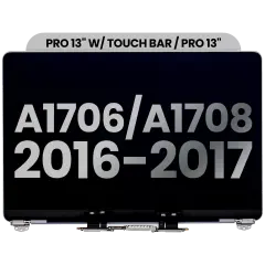 Complete LCD Display Assembly Compatible For MacBook Pro 13" W/ Touch Bar / Pro 13" (A1706 / A1708 / Late 2016 / Mid 2017) (Used OEM Pull: Grade B) (Space Gray)