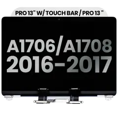 Complete LCD Display Assembly Compatible For MacBook Pro 13" W/ Touch Bar / Pro 13" (A1706 / A1708 / Late 2016 / Mid 2017) (Used OEM Pull: Grade B) (Silver)