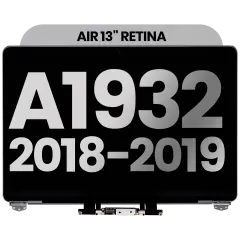 Complete LCD Display Assembly Compatible For MacBook Air 13" Retina (A1932 / Late 2018 / Early 2019) (Used OEM Pull: Grade B) (Space Gray)