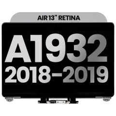 Complete LCD Display Assembly Compatible For MacBook Air 13" Retina (A1932 / Late 2018 / Early 2019) (Used OEM Pull: Grade A) (Space Gray)