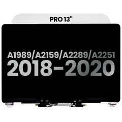 Complete LCD Display Assembly Compatible For MacBook Pro 13" (A1989 / Late 2018 / Early 2019) (A2159 / Mid 2019) (A2289 / A2251 / Mid 2020) (Used OEM Pull: Grade A) (Silver)