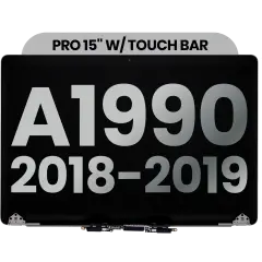 Complete LCD Display Assembly Compatible For MacBook Pro 15" Touch Bar (A1990 / Late 2018 / Early 2019) (Used OEM Pull: Grade A) (Space Gray)