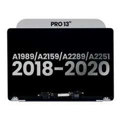 Complete LCD Display Assembly Compatible For MacBook Pro 13" (A1989 / Late 2018 / Early 2019) (A2159 / Mid 2019) (A2289 / A2251 / Mid 2020) (Used OEM Pull: Grade B) (Space Gray)