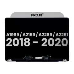 Complete LCD Display Assembly Compatible For MacBook Pro 13" (A1989 / Late 2018 / Early 2019) (A2159 / Mid 2019) (A2289 / A2251 / Mid 2020) (Used OEM Pull: Grade A) (Space Gray)