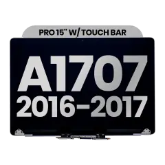 Complete LCD Display Assembly Compatible For MacBook Pro 15" W/ Touch Bar (A1707 / Late 2016 / Mid 2017) (Used OEM Pull: Grade A) (Space Gray)