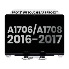 Complete LCD Display Assembly Compatible For MacBook Pro 13" W/ Touch Bar / Pro 13" (A1706 / A1708 / Late 2016 / Mid 2017) (Used OEM Pull: Grade A) (Silver)