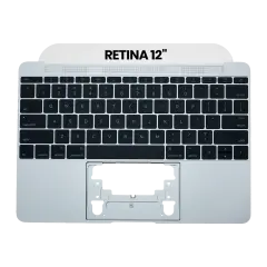 Top Case With Keyboard Compatible For MacBook Retina 12" (A1534 / Early 2015) (US English) (Used OEM Pull: Grade A) (Silver)
