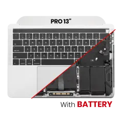 Top Case With Keyboard & Battery Compatible For MacBook Pro 13" (A1989 / Late 2018 / Early 2019) (US Keyboard) (Used OEM Pull: Grade New) (Silver)