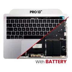 Top Case Assembly With Battery And Keyboard Compatible For MacBook Pro 13" Touch Bar (A1706 / Late 2016) (US Keyboard) (Silver)
