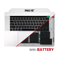 Top Case Assembly With Battery And Keyboard Compatible For MacBook Pro 15" Touch Bar (A1707 / Late 2016 / Mid 2017) (US Keyboard) (Used OEM Pull: Grade B/C) (Silver)
