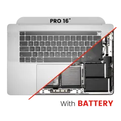Top Case Assembly With Battery And Keyboard Compatible For MacBook Pro 16" (A2141 / Mid 2019) (US English) (Used OEM Pull: Grade New) (Silver)