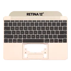 Top Case With Keyboard And Microphone Compatible For MacBook Retina 12" (A1534 / Early 2016 / Mid 2017) (US English) (Used OEM Pull: Grade B/C) (Gold)