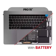 Top Case Assembly (with Battery and keyboard) Compatible For MacBook Pro 15" Touch Bar (A1990 / Late 2018 / Early 2019) (Silver) (UK English)
