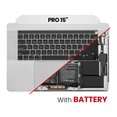 Top Case Assembly (With Battery And Keyboard) Compatible For MacBook Pro 15" Touch Bar (A1990 / Late 2018 / Early 2019) (Silver) (US English)
