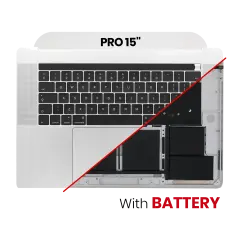 Top Case Assembly (With Battery And keyboard) Compatible For MacBook Pro 15" W/ Touch Bar (A1707 / Late 2016 / Mid 2017) (UK English) (Silver)