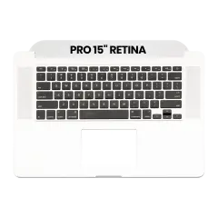 Top Case With Keyboard Compatible For MacBook Pro 15" Retina (A1398 / Mid 2015) (US English) (Used OEM Pull: Grade New) (Silver)