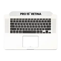 Top Case With Keyboard And Microphone Compatible For MacBook Pro 15" Retina (A1398 / Mid 2012 / Early 2013) (US English) (Used OEM Pull: Grade New)