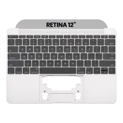 Top Case With Keyboard And Microphone Compatible For MacBook Retina 12" (A1534 / Early 2016 / Mid 2017) (US English) (Used OEM Pull: Grade New) (Space Gray)