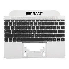 Top Case With Keyboard And Microphone Compatible For MacBook Retina 12" (A1534 / Early 2016 / Mid 2017) (US English) (Used OEM Pull: Grade New) (Silver)