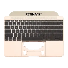Top Case With Keyboard And Microphone Compatible For MacBook Retina 12" (A1534 / Early 2016 / Mid 2017) (US English) (Used OEM Pull: Grade New) (Gold)