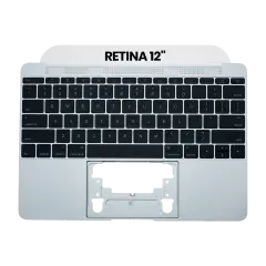 Top Case With Keyboard And Microphone Compatible For MacBook Retina 12" (A1534 / Early 2015) (US English) (Used OEM Pull: Grade New) (Silver)
