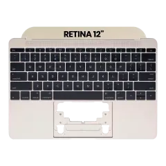 Top Case With Keyboard And Microphone Compatible For MacBook Retina 12" (A1534 / Early 2015) (US English) (Used OEM Pull: Grade New) (Gold)