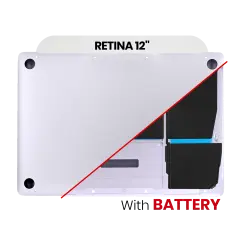 Bottom Case With Battery (A1705) Compatible For MacBook Retina 12" (A1534 / Early 2016 / Mid 2017) (Silver)