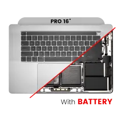 Top Case Assembly With Battery And Keyboard Compatible For MacBook Pro 16" (A2141 / Mid 2019) (US English) (Used OEM Pull: Grade A) (Silver)