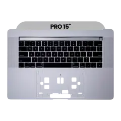 Top Case With Keyboard Compatible For MacBook Pro 15" Touch Bar (A1990 / Late 2018 / Early 2019) (US English) (Used OEM Pull: Grade New) (Silver)